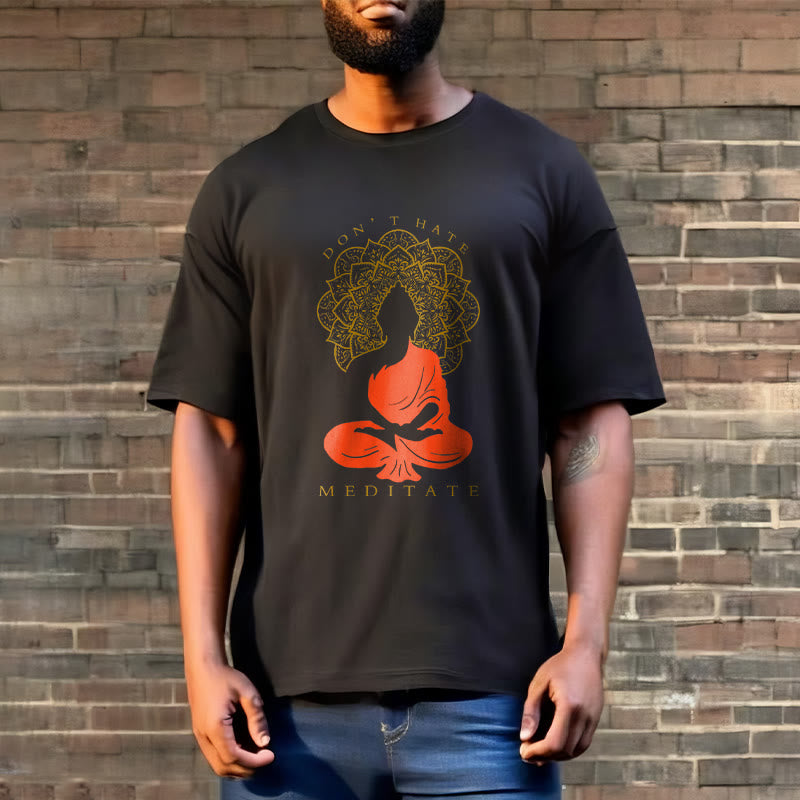 Maglietta casual in cotone con motivo Buddha Mandala e motivo meditativo Buddha Buddha Stones - image 3