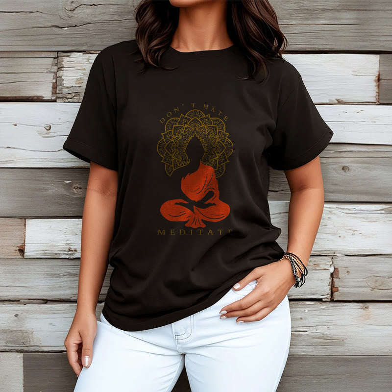 Maglietta casual in cotone con motivo Buddha Mandala e motivo meditativo Buddha Buddha Stones - image 4