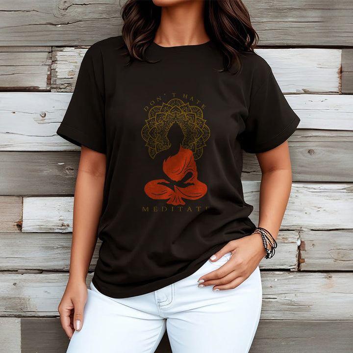 Maglietta casual in cotone con motivo Buddha Mandala e motivo meditativo Buddha Buddha Stones - image 4