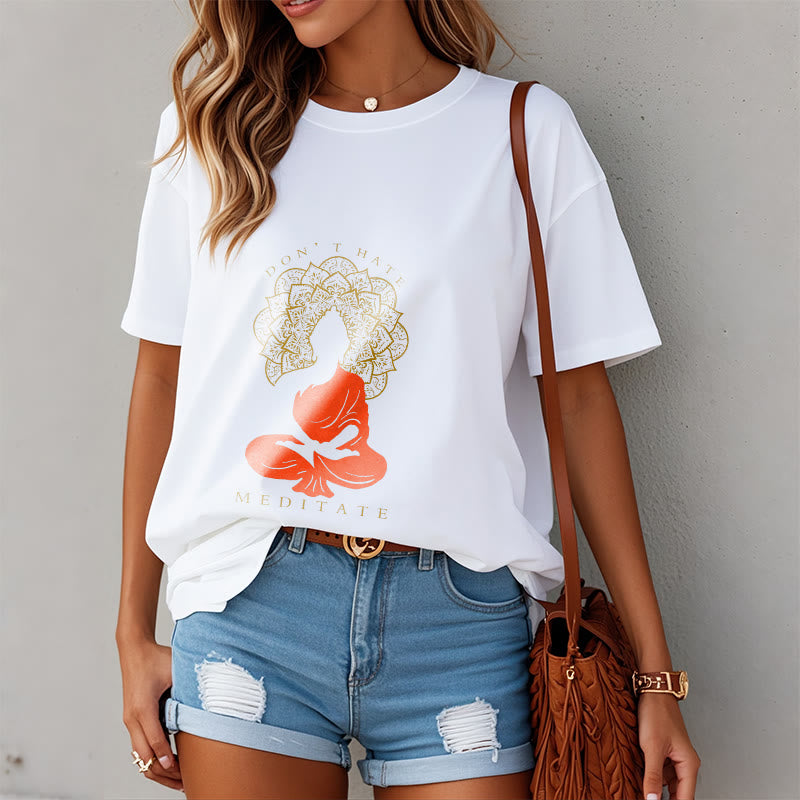 Maglietta casual in cotone con motivo Buddha Mandala e motivo meditativo Buddha Buddha Stones - image 8