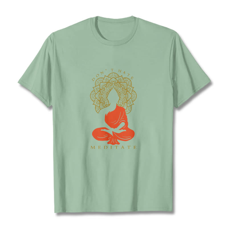 Maglietta casual in cotone con motivo Buddha Mandala e motivo meditativo Buddha Buddha Stones - Verde pallido - 2XL - image 15