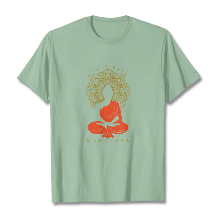 Maglietta casual in cotone con motivo Buddha Mandala e motivo meditativo Buddha Buddha Stones - Verde pallido - 2XL - image 15