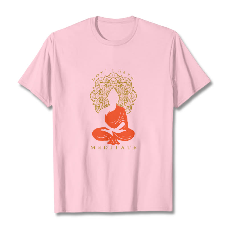 Maglietta casual in cotone con motivo Buddha Mandala e motivo meditativo Buddha Buddha Stones - Rosa chiaro - 2XL - image 13