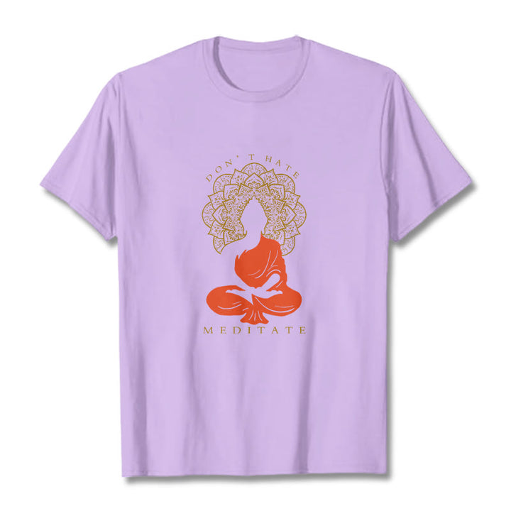 Maglietta casual in cotone con motivo Buddha Mandala e motivo meditativo Buddha Buddha Stones - Prugna - 2XL - image 17