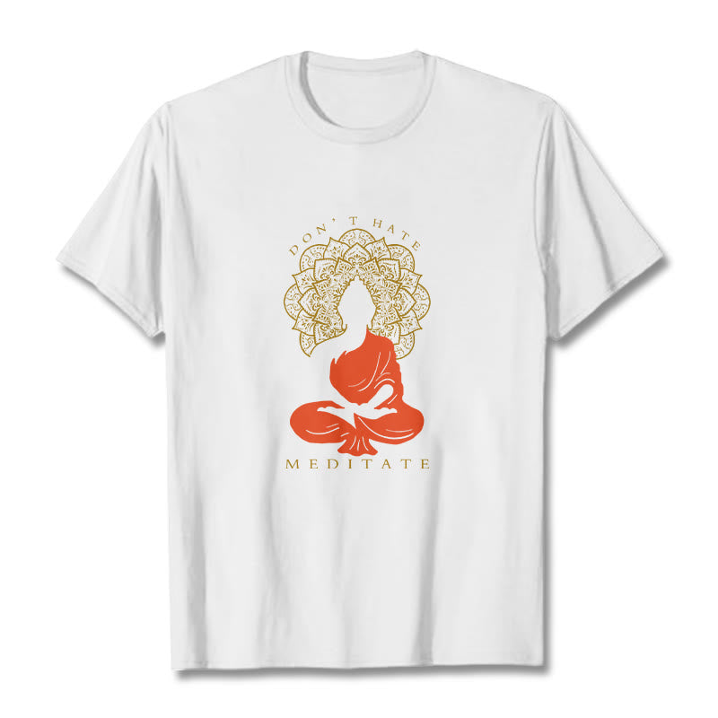 Maglietta casual in cotone con motivo Buddha Mandala e motivo meditativo Buddha Buddha Stones - Bianco - 2XL - image 6