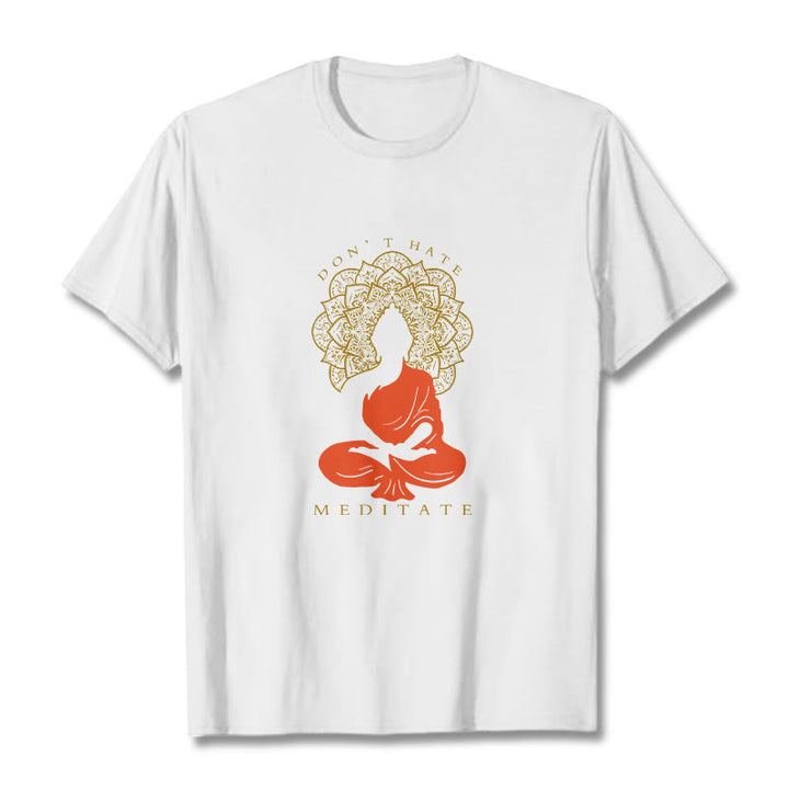 Maglietta casual in cotone con motivo Buddha Mandala e motivo meditativo Buddha Buddha Stones - Bianco - 2XL - image 6