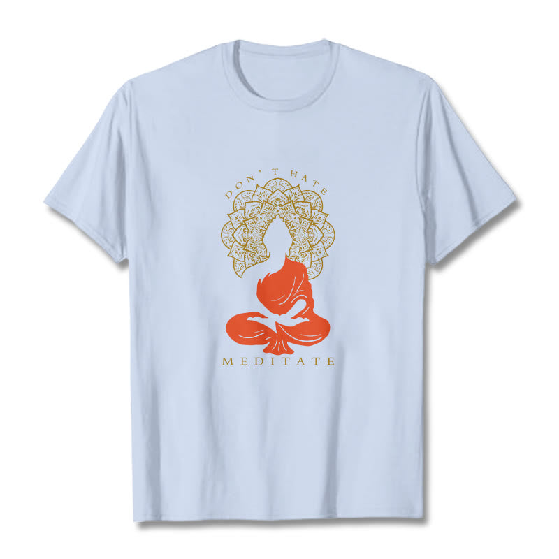 Maglietta casual in cotone con motivo Buddha Mandala e motivo meditativo Buddha Buddha Stones - Ciano chiaro - 2XL - image 19