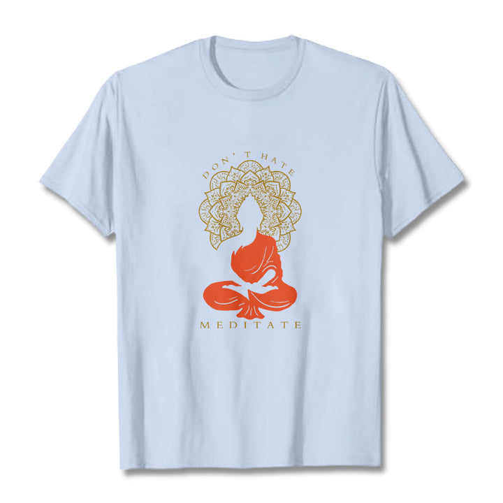 Maglietta casual in cotone con motivo Buddha Mandala e motivo meditativo Buddha Buddha Stones - Ciano chiaro - 2XL - image 19
