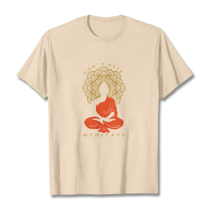 Maglietta casual in cotone con motivo Buddha Mandala e motivo meditativo Buddha Buddha Stones - Biscotto - 2XL - image 9