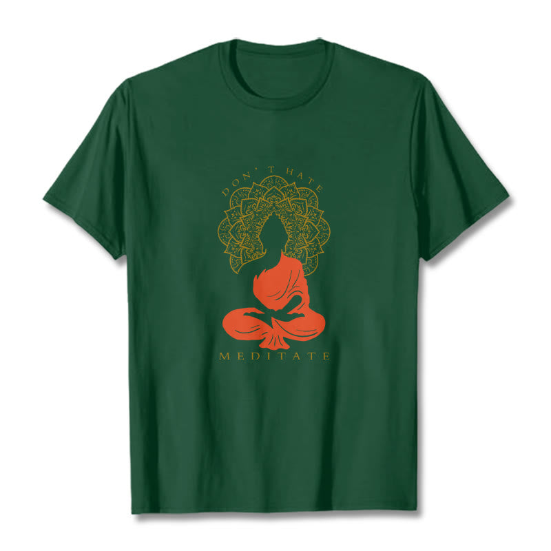 Maglietta casual in cotone con motivo Buddha Mandala e motivo meditativo Buddha Buddha Stones - Verde foresta - 2XL - image 11