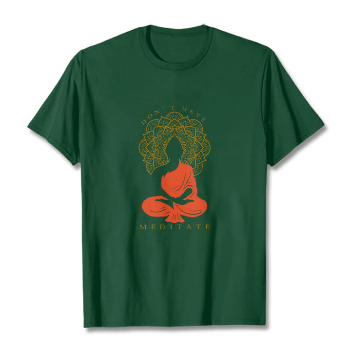 Maglietta casual in cotone con motivo Buddha Mandala e motivo meditativo Buddha Buddha Stones - Verde foresta - 2XL - image 11