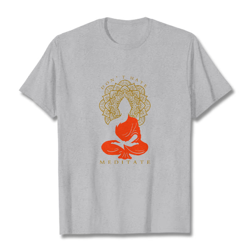 Maglietta casual in cotone con motivo Buddha Mandala e motivo meditativo Buddha Buddha Stones - Grigio chiaro - 2XL - image 20