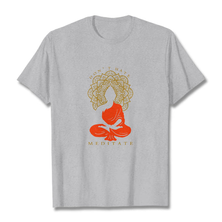 Maglietta casual in cotone con motivo Buddha Mandala e motivo meditativo Buddha Buddha Stones - Grigio chiaro - 2XL - image 20