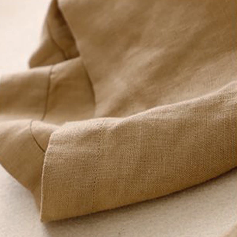 Pantaloni da donna in lino e cotone con tasche, versatili, a gamba larga, con elastico in vita, tinta unita , Buddha Stones - image 7
