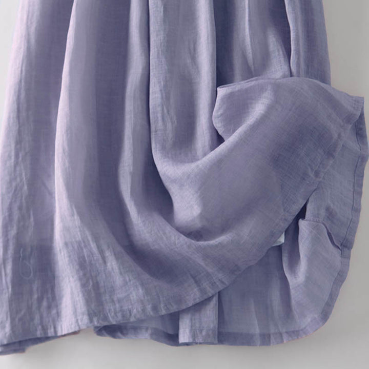 Abito midi casual con maniche corte, scollo rotondo, tasche e lacci Buddha Stones - image 18