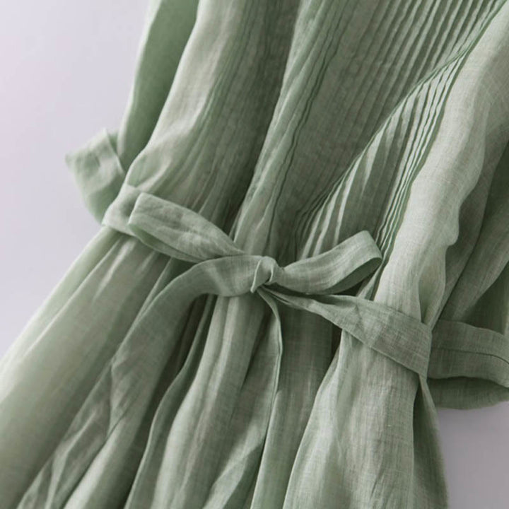 Abito midi casual con maniche corte, scollo rotondo, tasche e lacci Buddha Stones - image 22