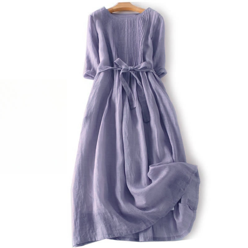 Abito midi casual con maniche corte, scollo rotondo, tasche e lacci Buddha Stones - Cardo - US12, UK/AU16, EU44 (3XL) - image 15