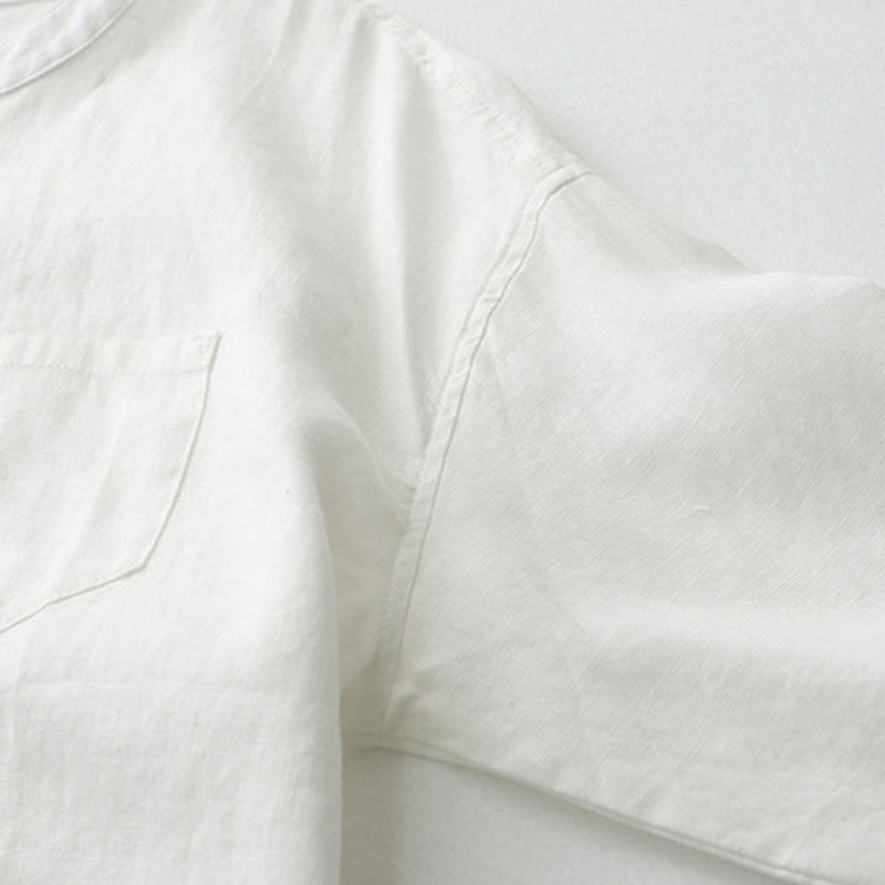 Camicia a maniche tre quarti con bottoni in tinta unita e Buddha Stones - image 30