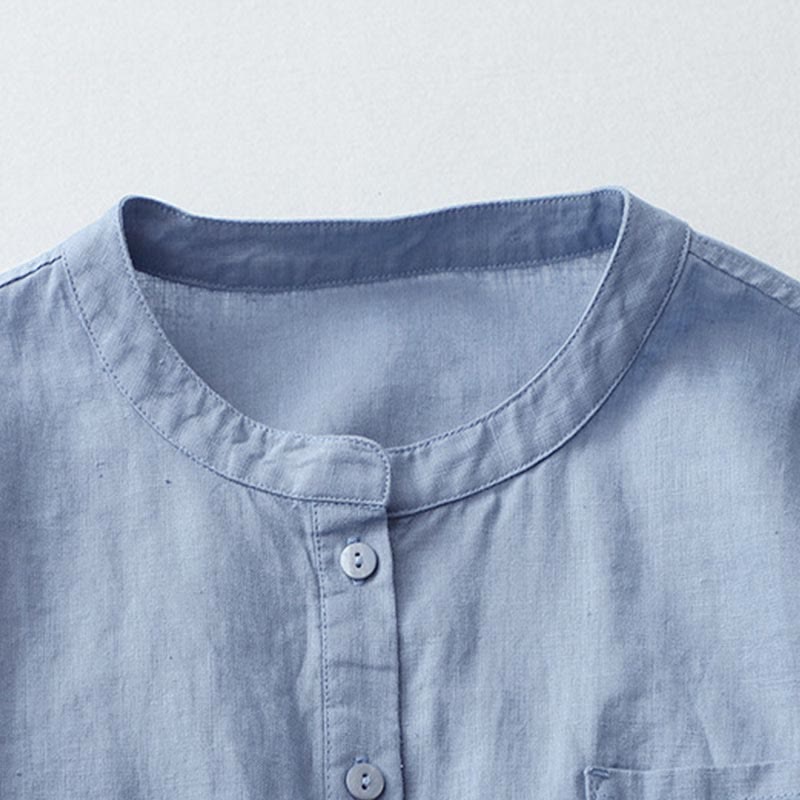 Camicia a maniche tre quarti con bottoni in tinta unita e Buddha Stones - image 21