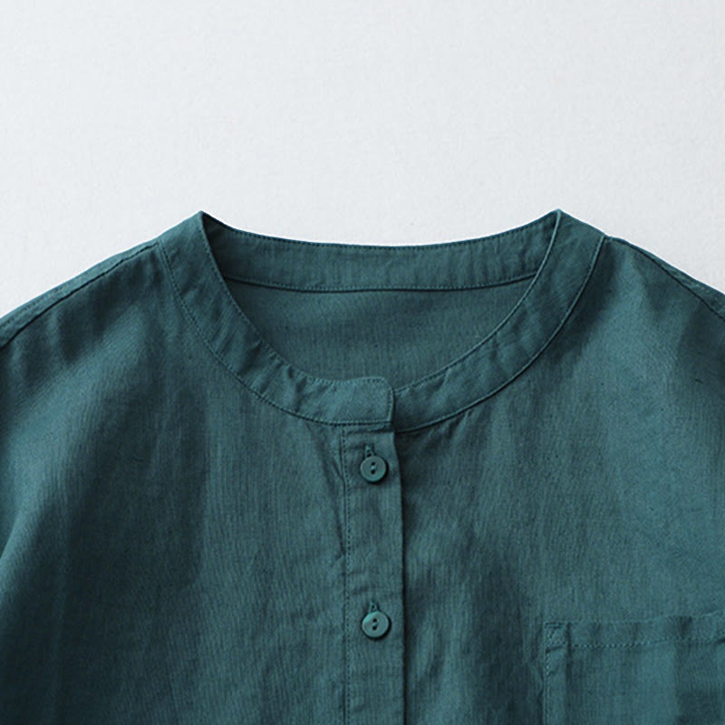 Camicia a maniche tre quarti con bottoni in tinta unita e Buddha Stones - image 15