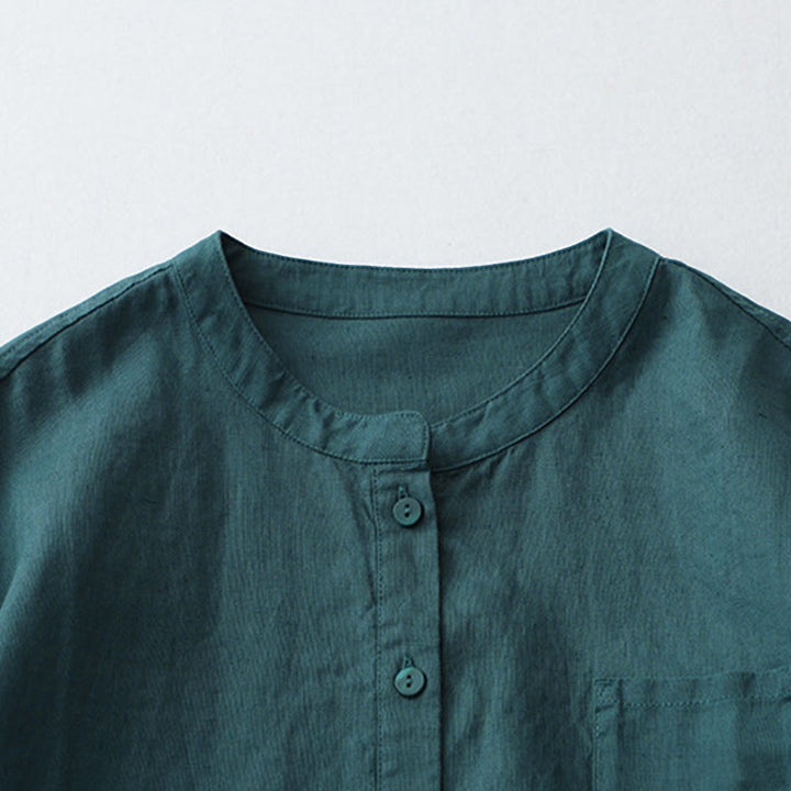 Camicia a maniche tre quarti con bottoni in tinta unita e Buddha Stones - image 15