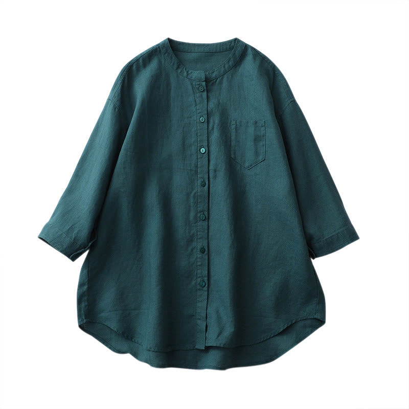 Camicia a maniche tre quarti con bottoni in tinta unita e Buddha Stones - image 15