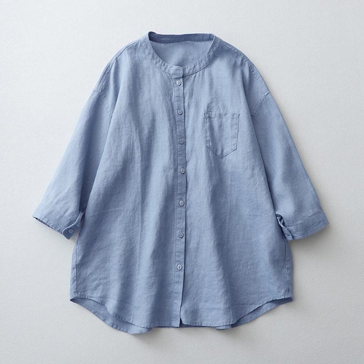 Camicia a maniche tre quarti con bottoni in tinta unita e Buddha Stones - Azzurro chiaro - US8-10, UK/AU12-14, EU40-42 (2XL) - image 21