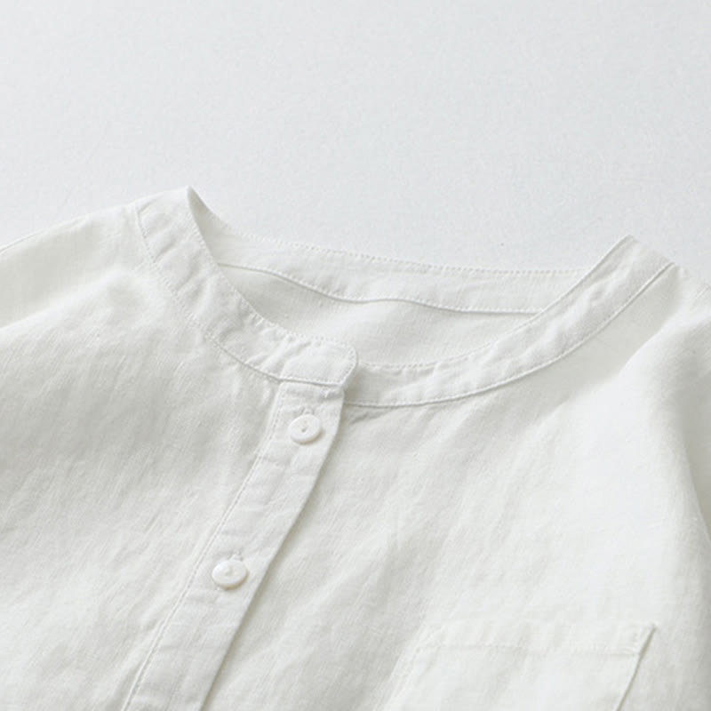 Camicia a maniche tre quarti con bottoni in tinta unita e Buddha Stones - image 32