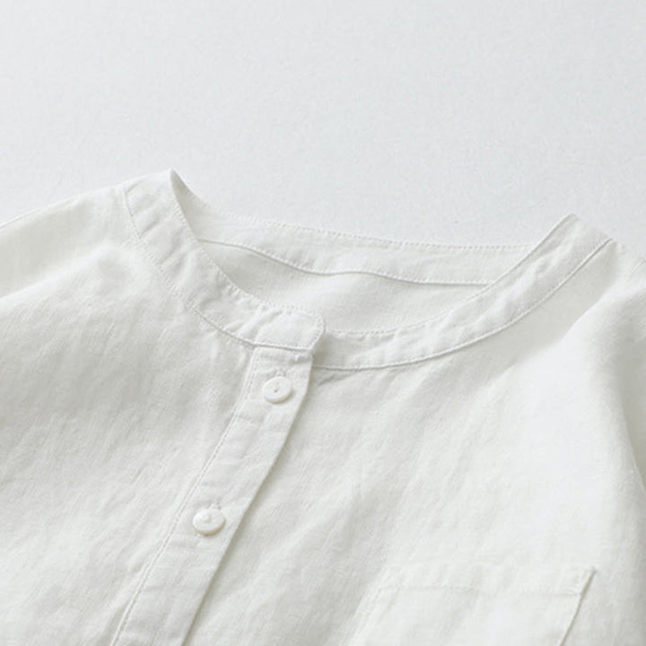 Camicia a maniche tre quarti con bottoni in tinta unita e Buddha Stones - image 32