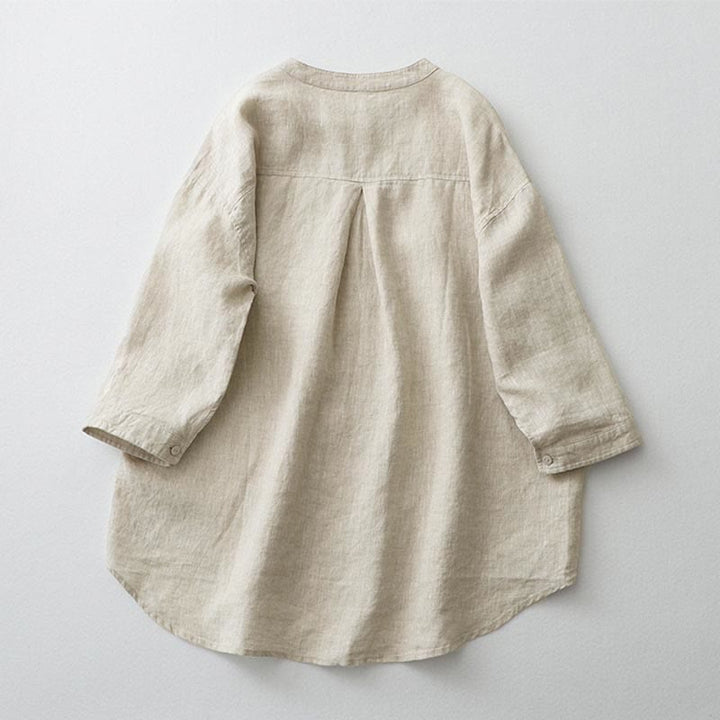 Camicia a maniche tre quarti con bottoni in tinta unita e Buddha Stones - image 2