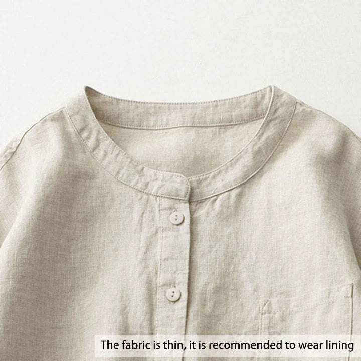 Camicia a maniche tre quarti con bottoni in tinta unita e Buddha Stones - image 3