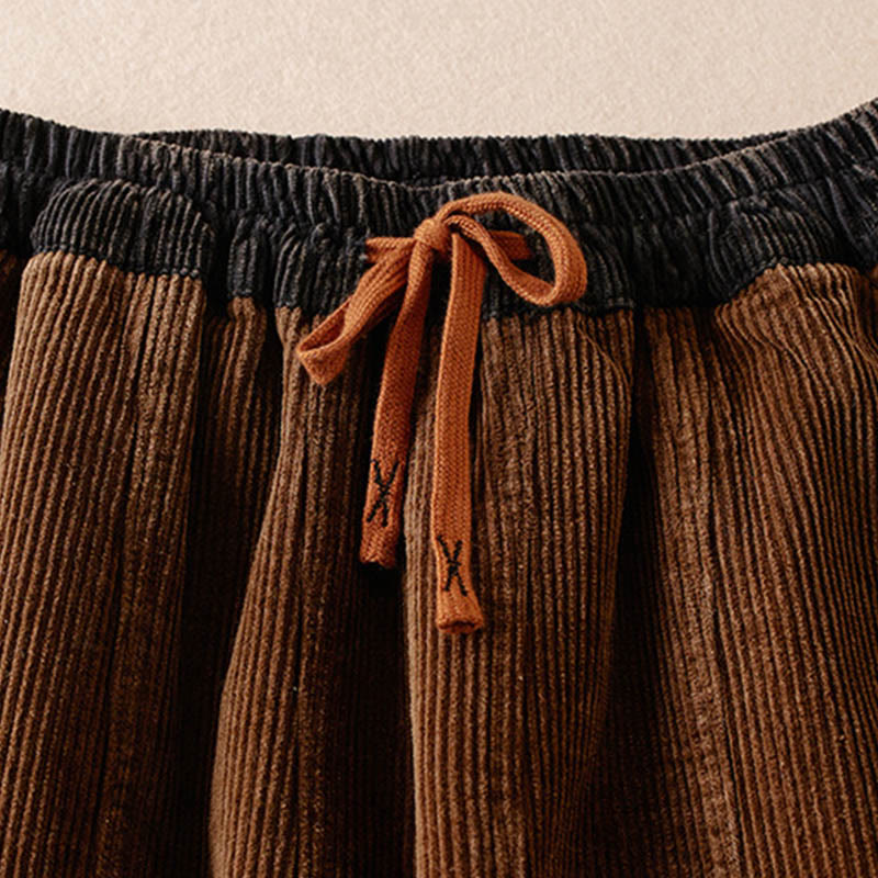 Pantaloni harem da donna in velluto a coste con contrasto di colore, foderati in pile termico e tasche, con Buddha Stones - image 20