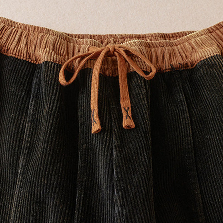 Pantaloni harem da donna in velluto a coste con contrasto di colore, foderati in pile termico e tasche, con Buddha Stones - image 9