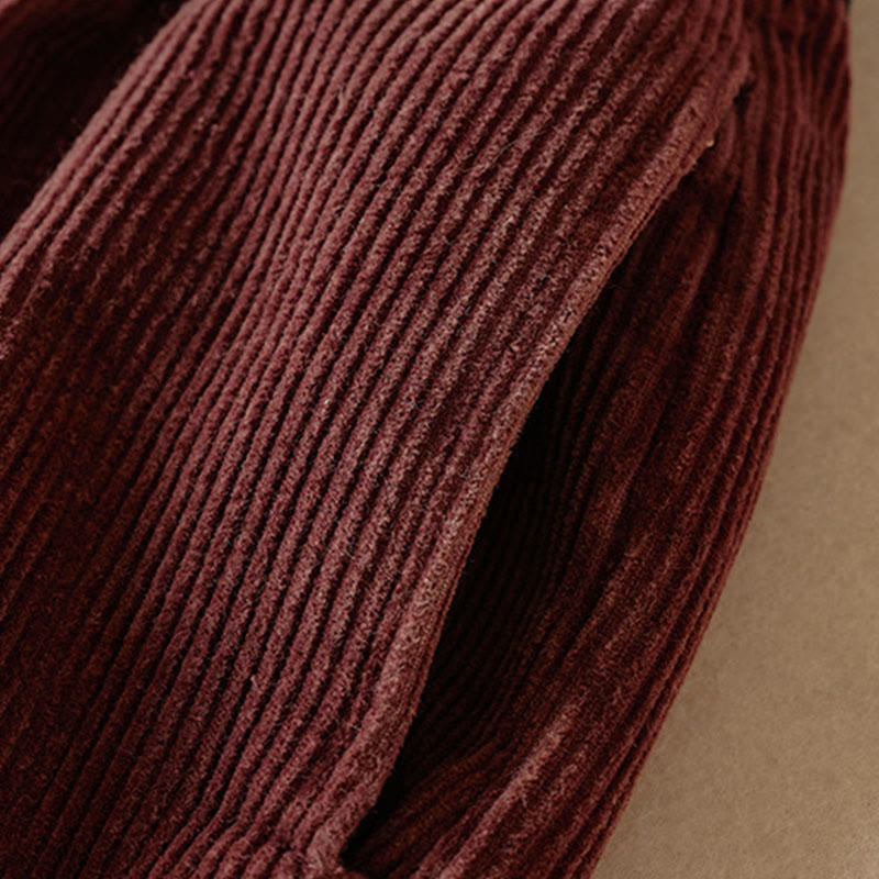 Pantaloni harem da donna in velluto a coste con contrasto di colore, foderati in pile termico e tasche, con Buddha Stones - image 10