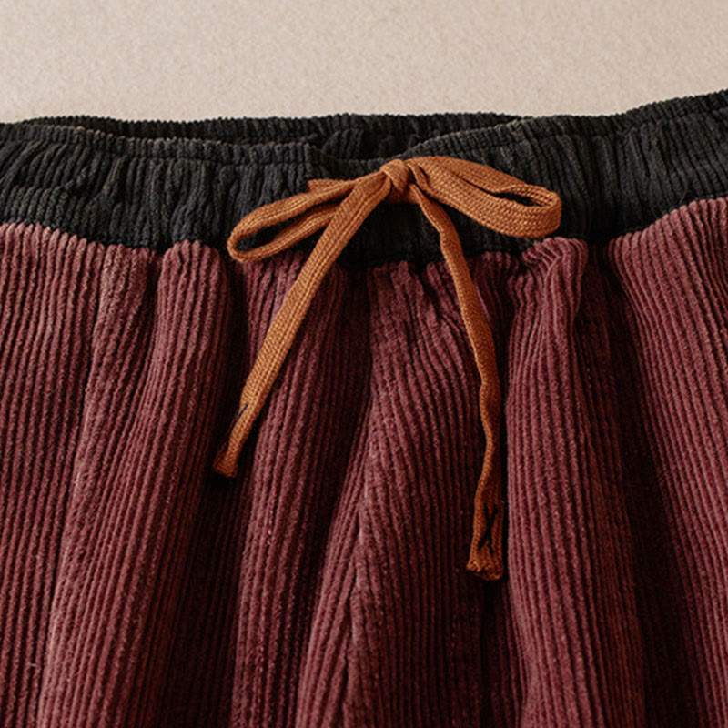 Pantaloni harem da donna in velluto a coste con contrasto di colore, foderati in pile termico e tasche, con Buddha Stones - image 30