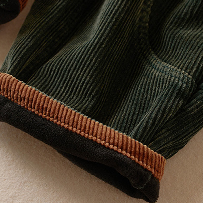 Pantaloni harem da donna in velluto a coste con contrasto di colore, foderati in pile termico e tasche, con Buddha Stones - image 19