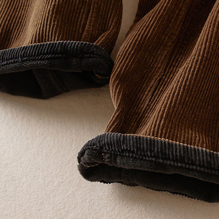 Pantaloni harem da donna in velluto a coste con contrasto di colore, foderati in pile termico e tasche, con Buddha Stones - image 27