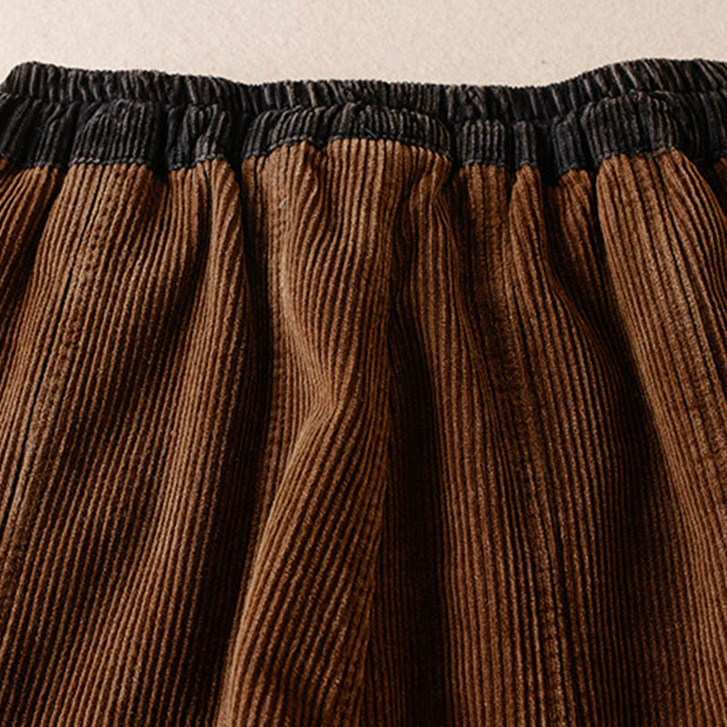 Pantaloni harem da donna in velluto a coste con contrasto di colore, foderati in pile termico e tasche, con Buddha Stones - image 21