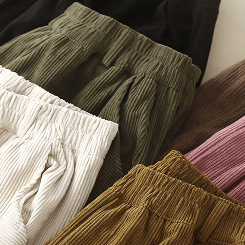 Pantaloni harem da donna in velluto a coste di cotone con tasche, modello Buddha Stones Commute Vintage Plain - image 24