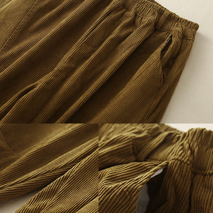Pantaloni harem da donna in velluto a coste di cotone con tasche, modello Buddha Stones Commute Vintage Plain - image 22