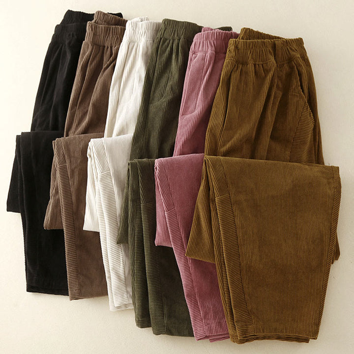 Pantaloni harem da donna in velluto a coste di cotone con tasche, modello Buddha Stones Commute Vintage Plain - image 23