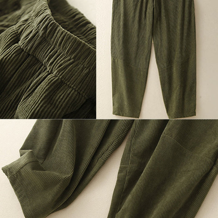 Pantaloni harem da donna in velluto a coste di cotone con tasche, modello Buddha Stones Commute Vintage Plain - image 9