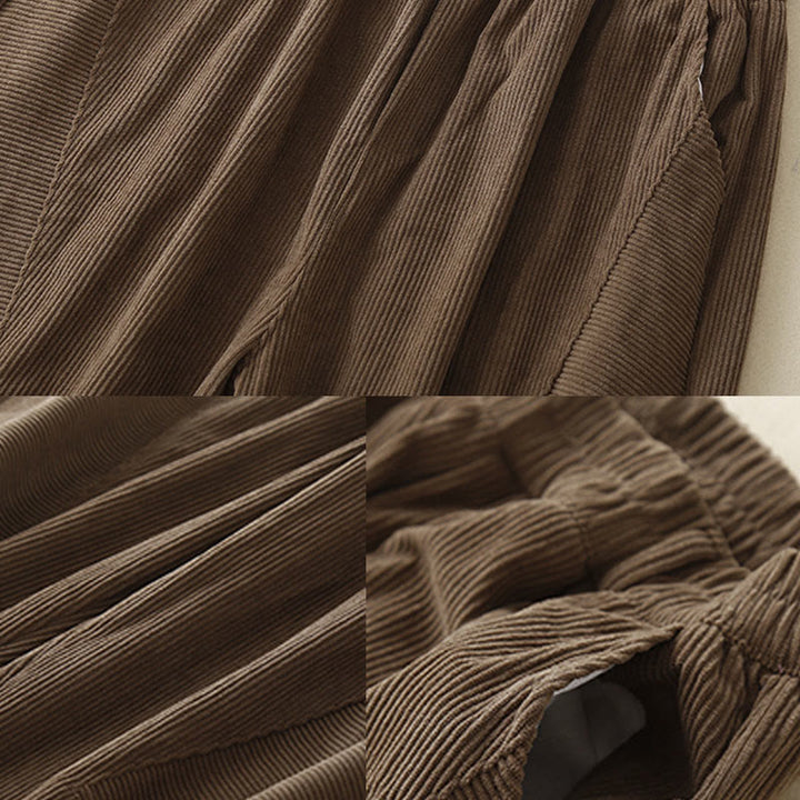 Pantaloni harem da donna in velluto a coste di cotone con tasche, modello Buddha Stones Commute Vintage Plain - image 4