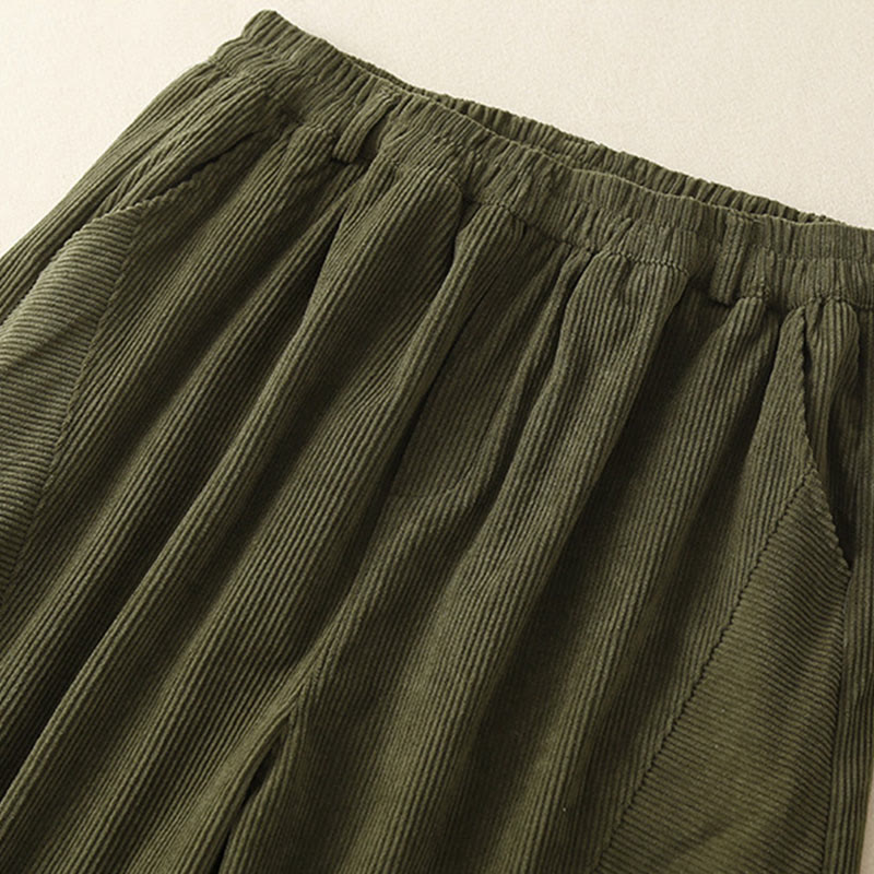 Pantaloni harem da donna in velluto a coste di cotone con tasche, modello Buddha Stones Commute Vintage Plain - image 6