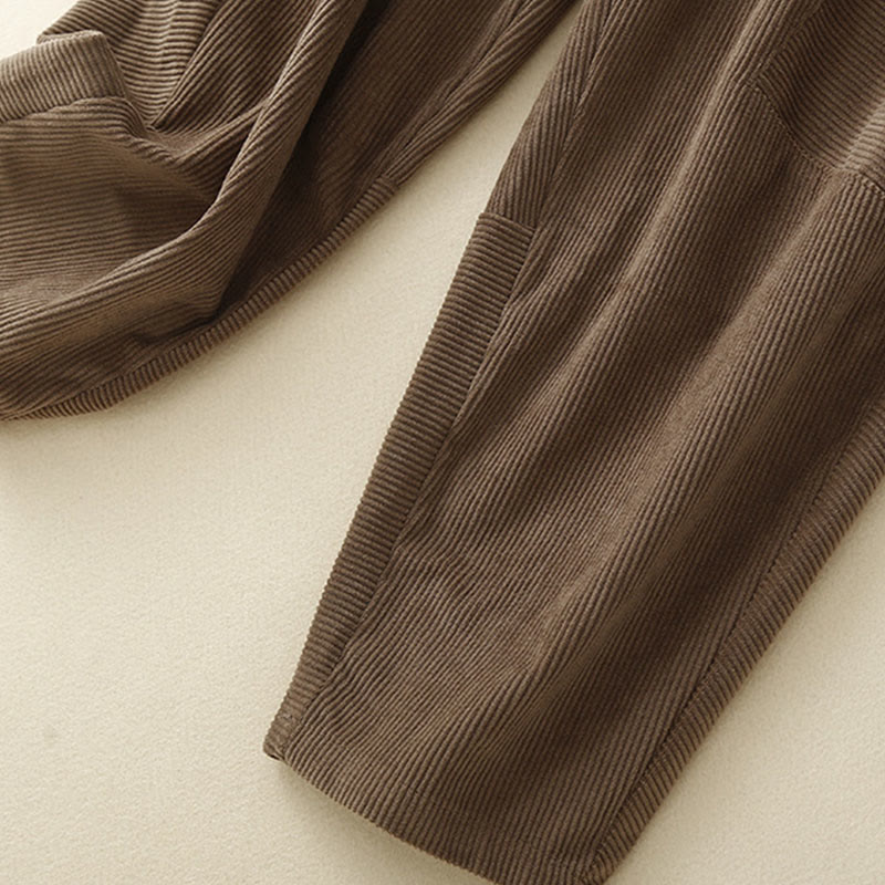 Pantaloni harem da donna in velluto a coste di cotone con tasche, modello Buddha Stones Commute Vintage Plain - image 3