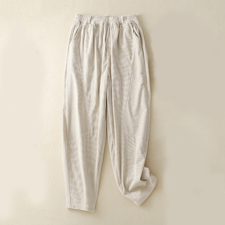 Pantaloni harem da donna in velluto a coste di cotone con tasche, modello Buddha Stones Commute Vintage Plain - Beige - US8-10, UK/AU12-14, EU40-42 (2XL) - image 11