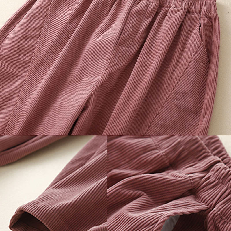 Pantaloni harem da donna in velluto a coste e poliestere con tasche, modello Buddha Stones Commute Vintage Plain - image 17