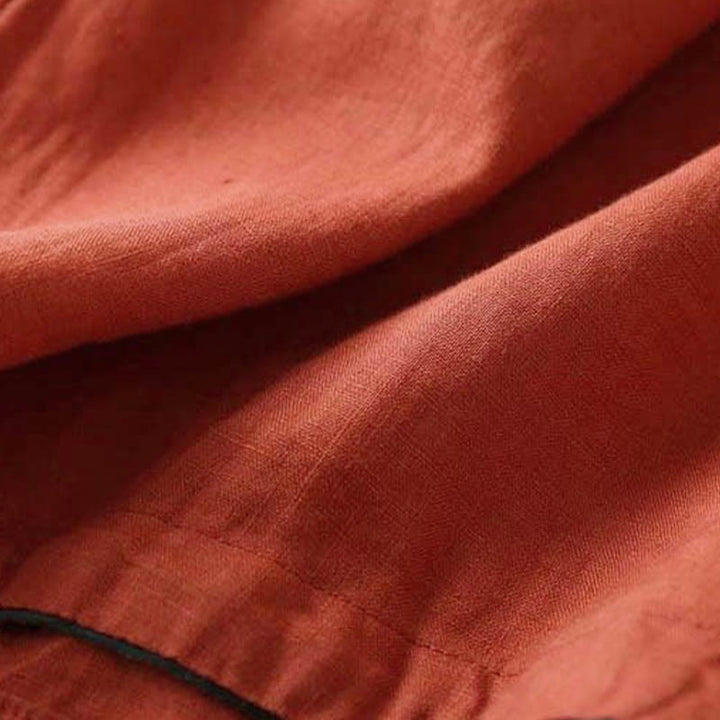 Camicia da donna in cotone a maniche lunghe con scollo a V, motivo Buddha Stones, fiori ricamati casual - image 2