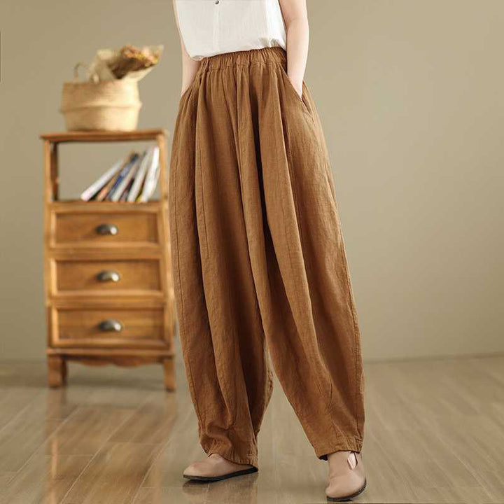 Pantaloni harem da donna in cotone e lino con tasche, modello Buddha Stones , casual e semplici, primaverili - image 3