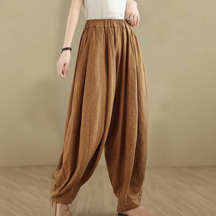 Pantaloni harem da donna in cotone e lino con tasche, modello Buddha Stones , casual e semplici, primaverili - image 4